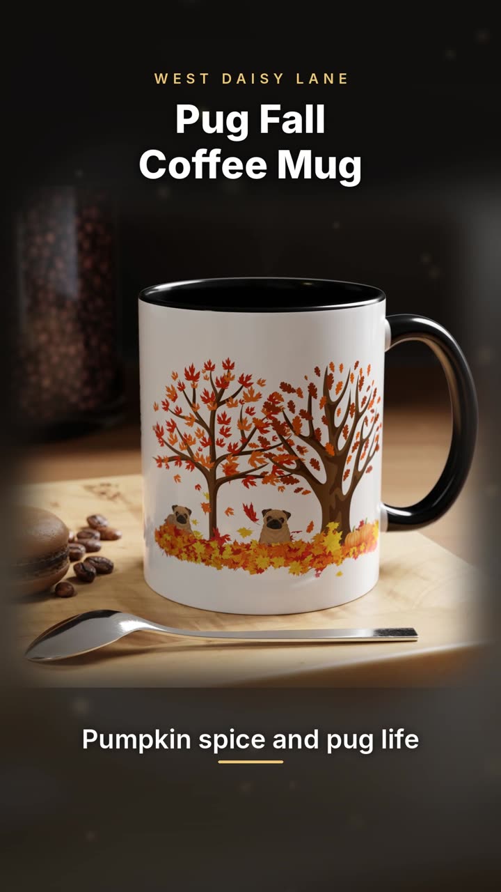 Pug Fall Coffee Mug video