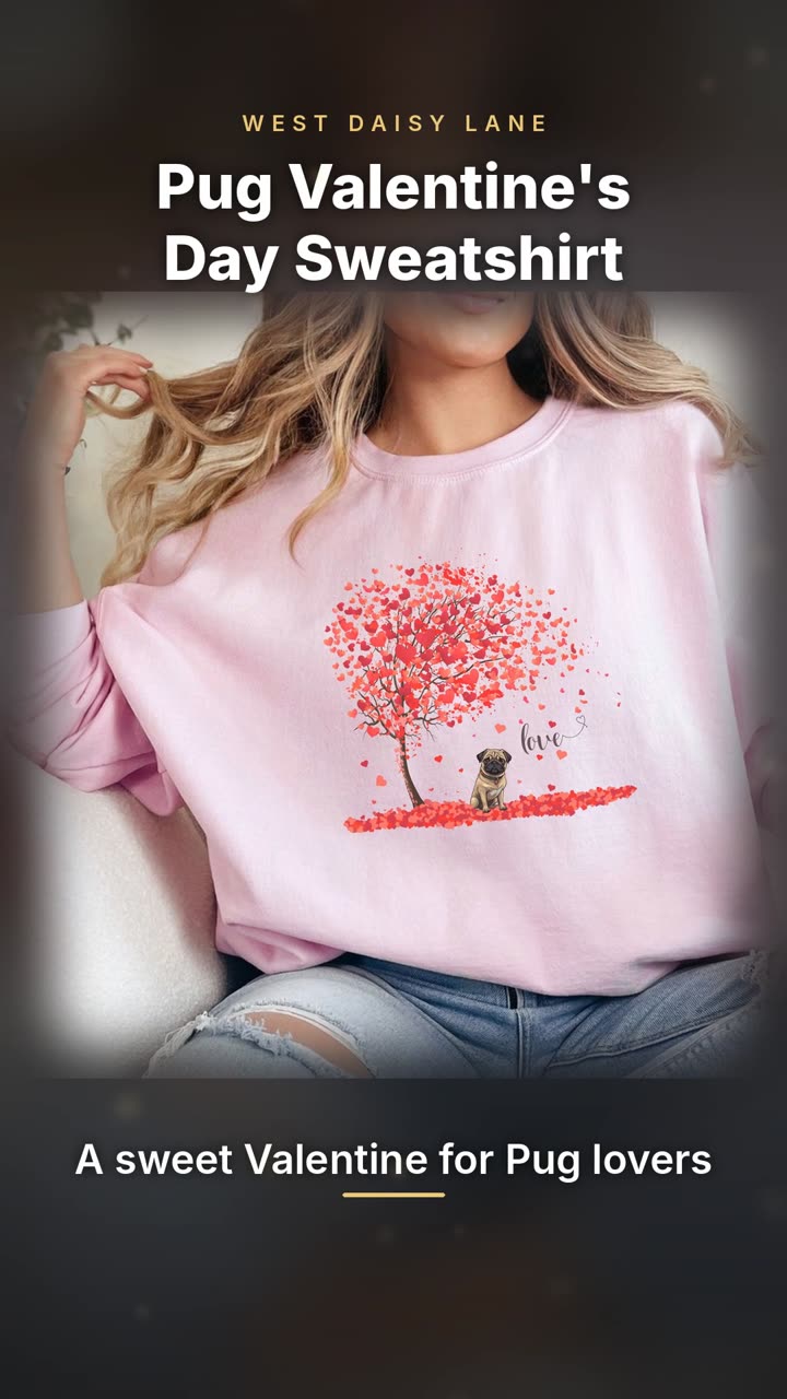 Pug Valentine's Day Sweatshirt video
