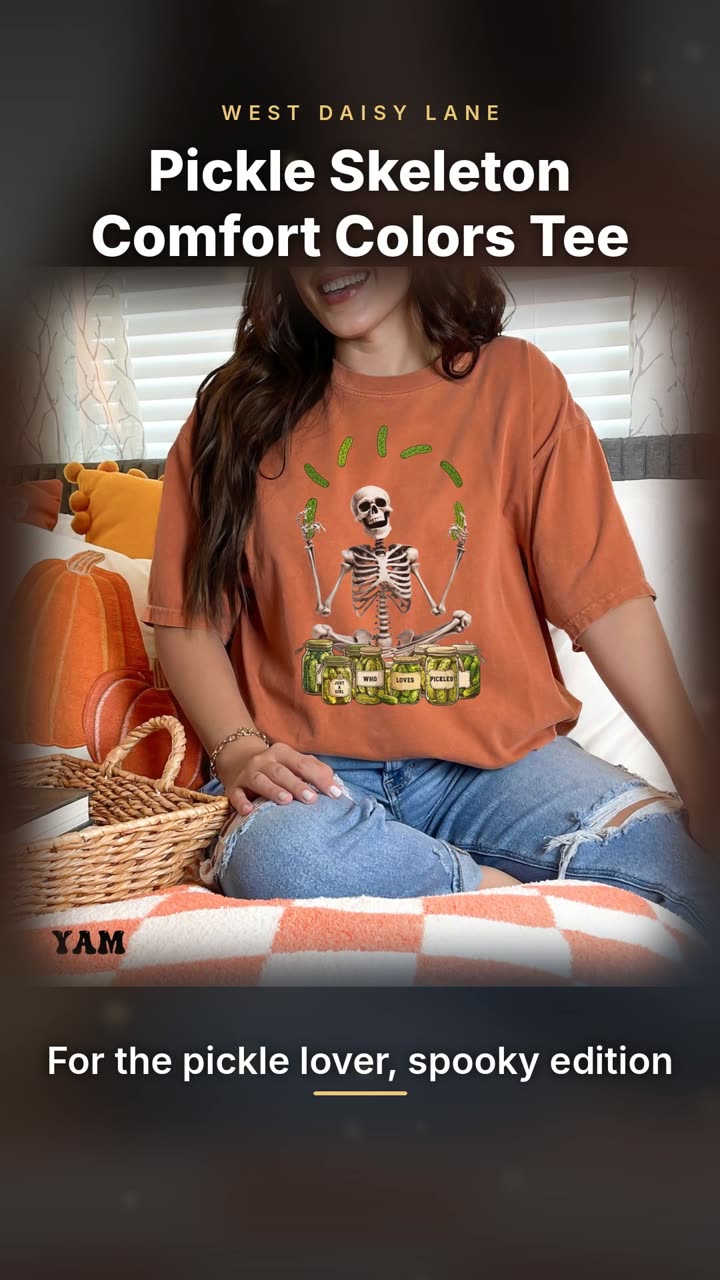 Pickle Skeleton Comfort Colors Tee video