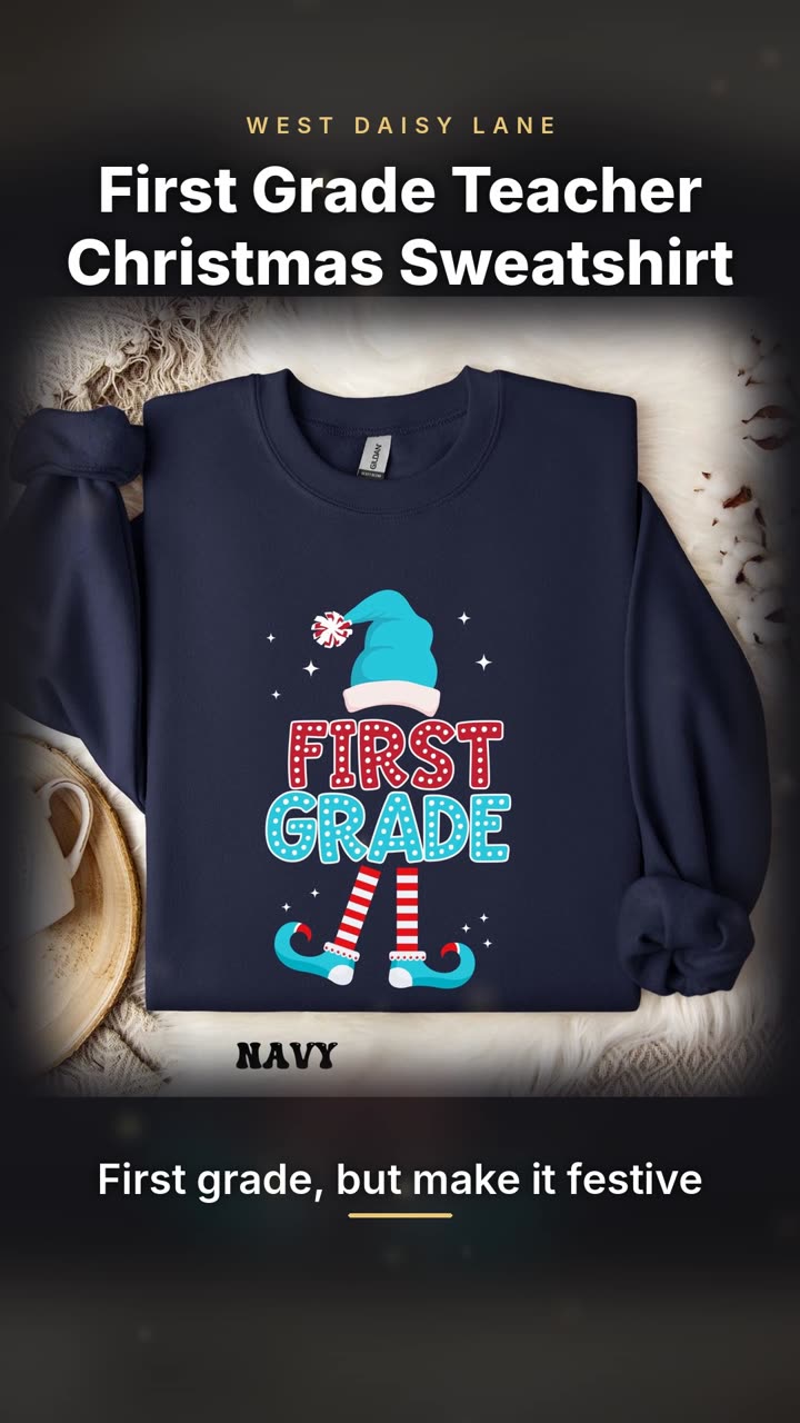 First Grade Teacher Christmas Sweatshirt video