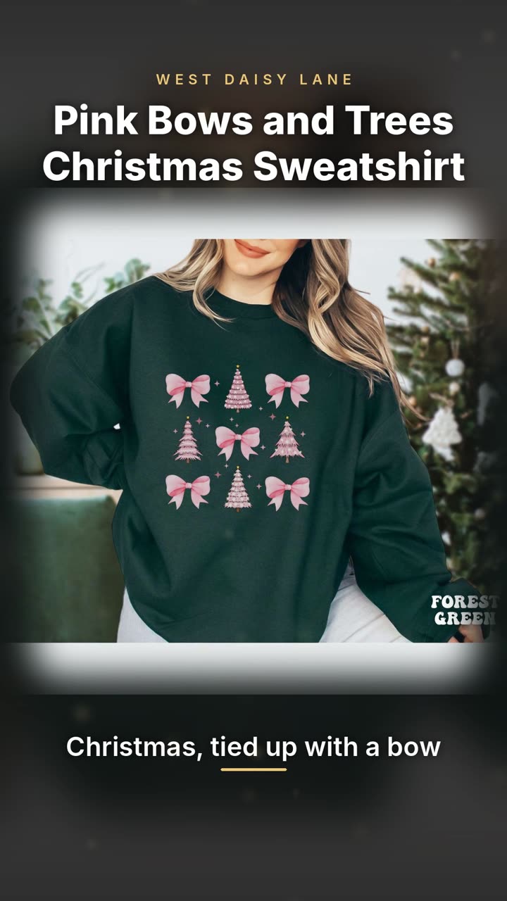 Pink Bows and Trees Christmas Sweatshirt video