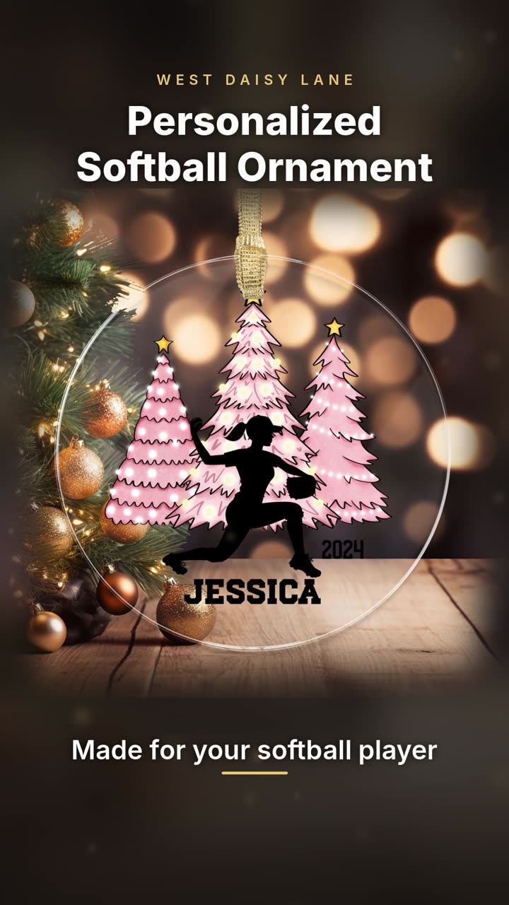 Pink Softball Ornament video
