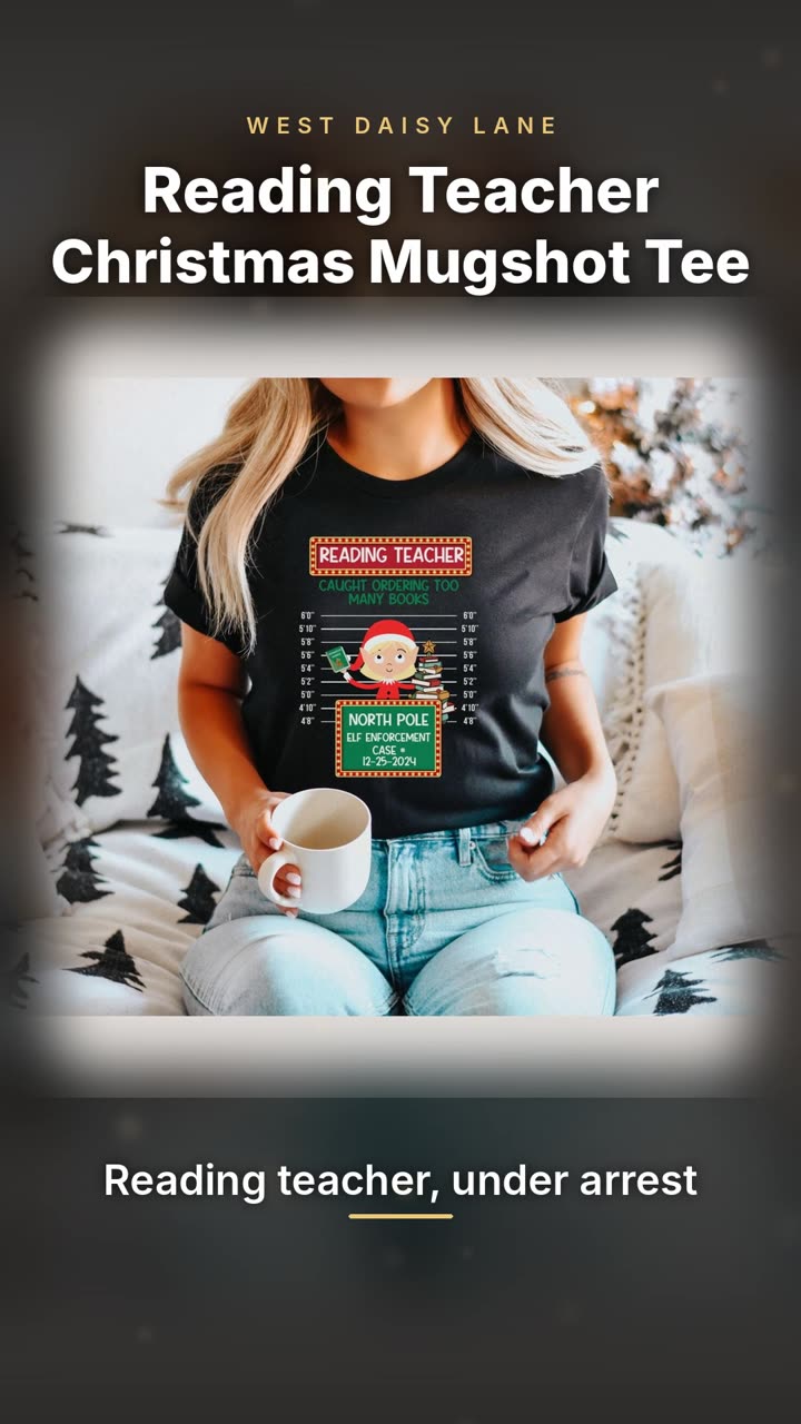 Reading Teacher Christmas Mugshot Tee video