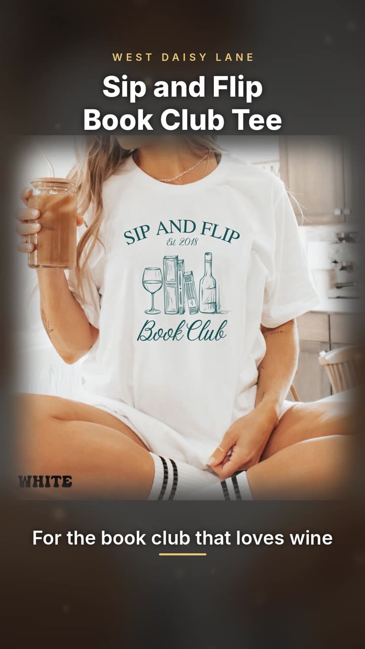 Sip and Flip Book Club Comfort Colors Tee video