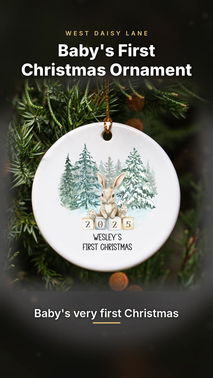 Baby's First Christmas Bunny Ornament video