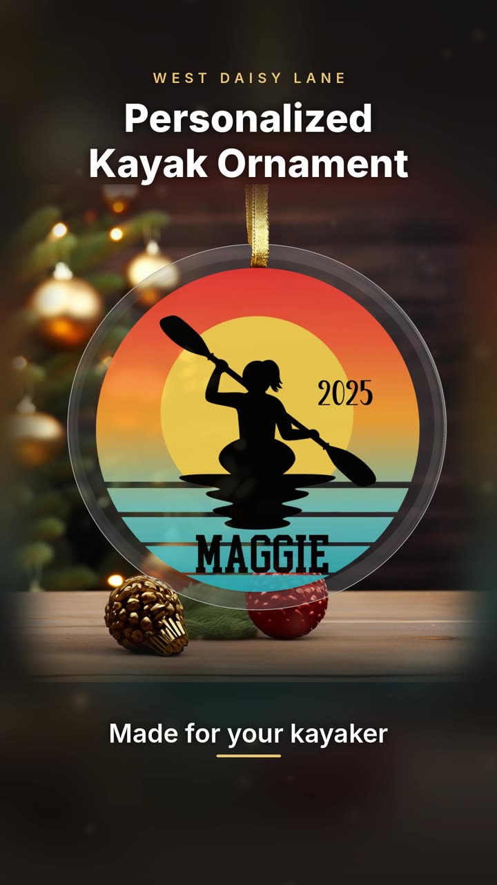 Female Kayak Sunset Ornament video