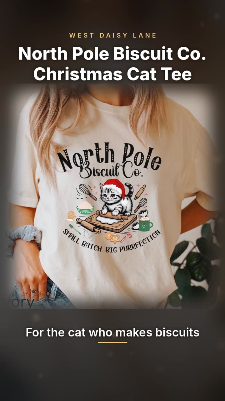 North Pole Biscuit Co. Christmas Cat Tee video