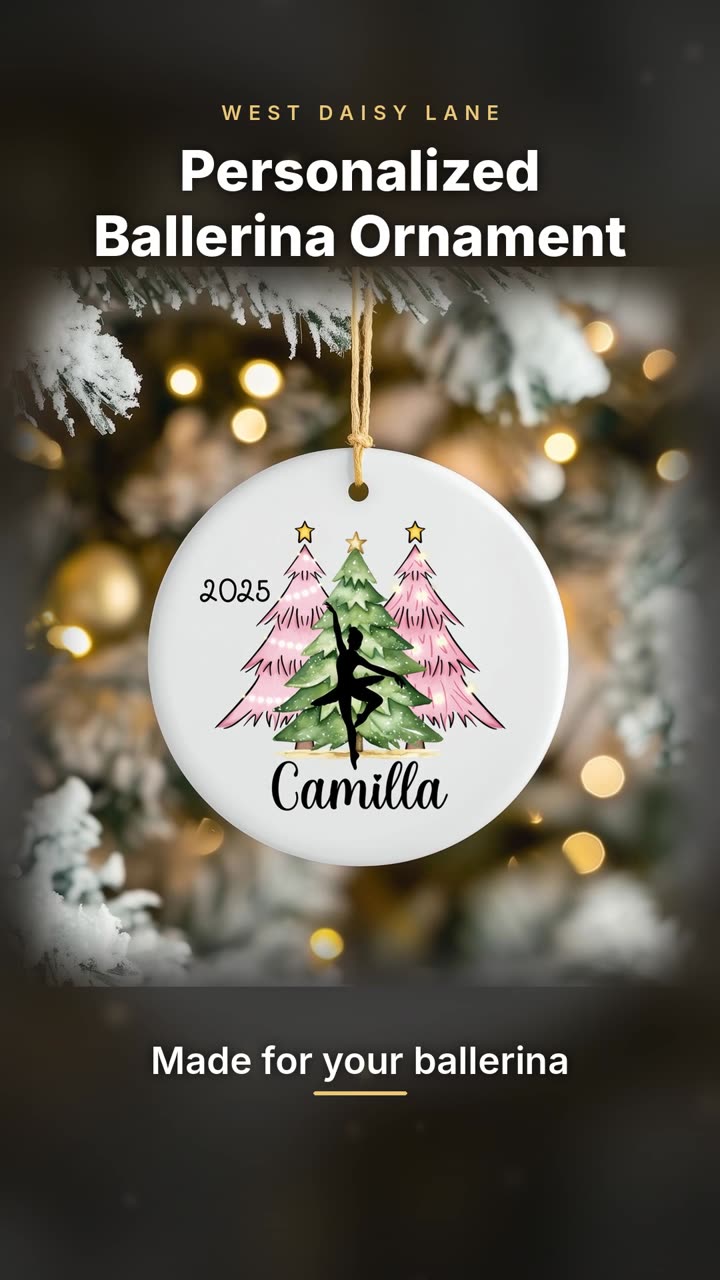 Ballerina with Pink Trees Ornament video