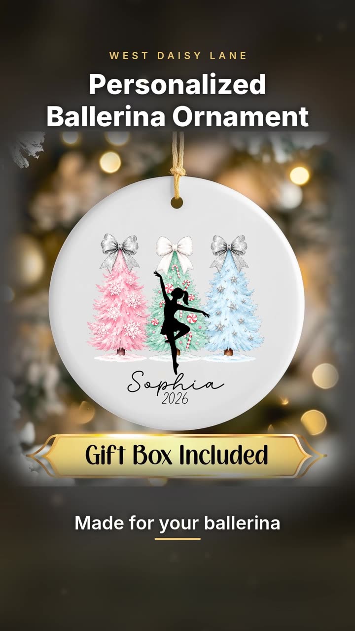 Ballerina with Pastel Bow Trees Ornament video